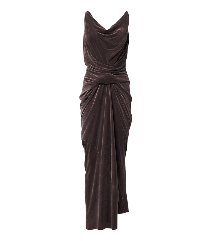 Photo: Rick Owens Strutter draped gathered velvet maxi dress