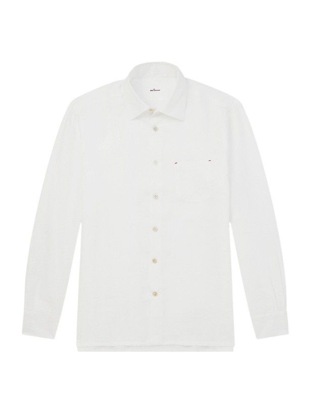 Photo: Kiton - Straight Cut Linen Shirt - White