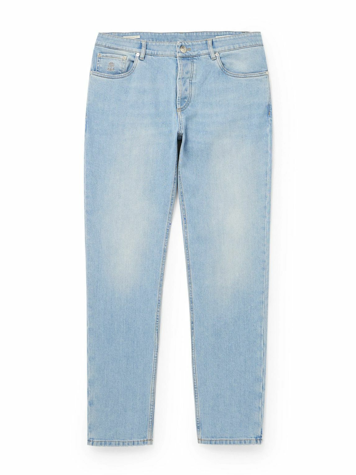 Brunello Cucinelli - Slim-Fit Straight-Leg Logo-Embroidered Jeans