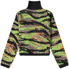 ERL Jacquard Tiger Crew Knit in Green Rave Camo