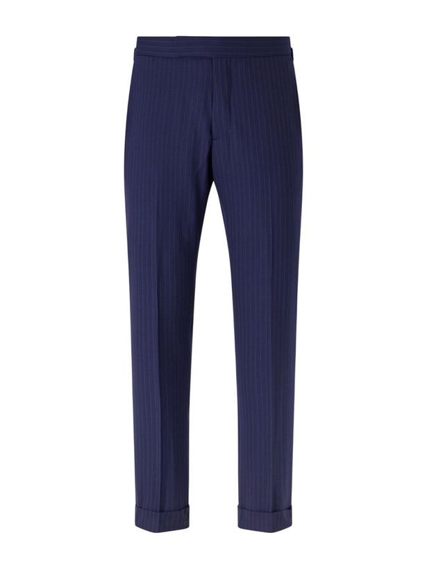 Photo: Polo Ralph Lauren - Straight-Leg Pinstriped Wool-Blend Suit Trousers - Blue