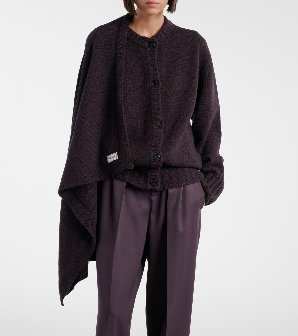 The Attico Scarf-detail wool and cashmere cardigan