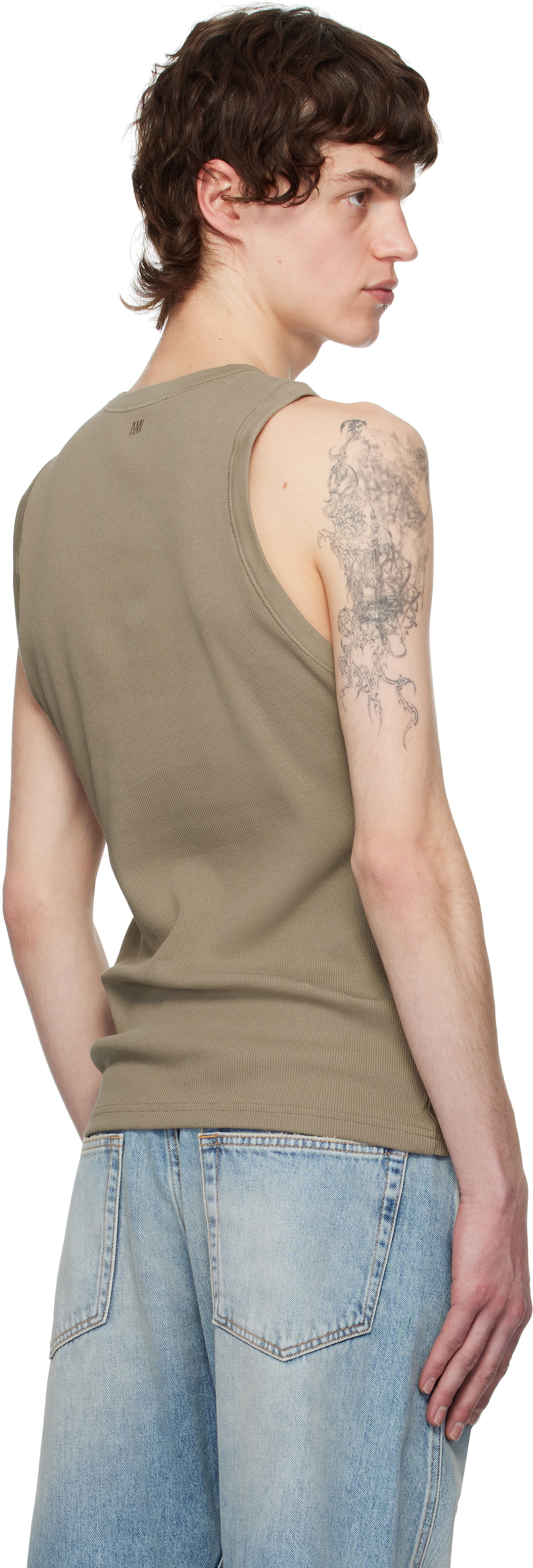 AMI Paris Khaki Cotton Rib Ami de Coeur Tank Top