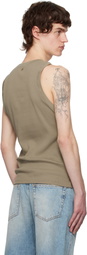 AMI Paris Khaki Cotton Rib Ami de Coeur Tank Top