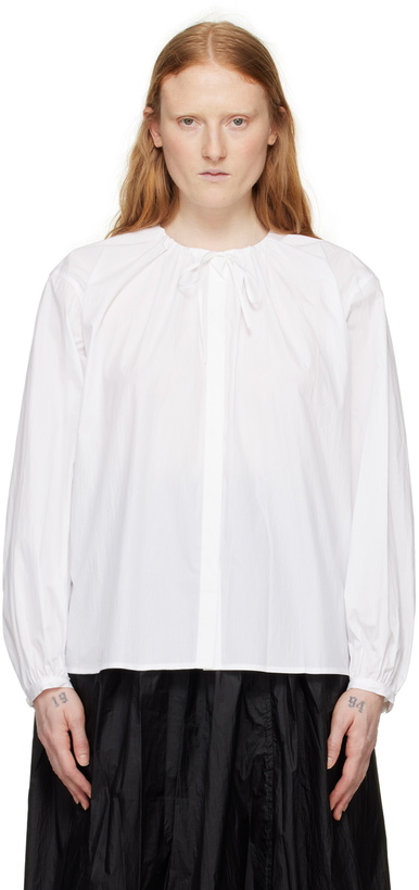 Photo: AMOMENTO White Shirred Blouse