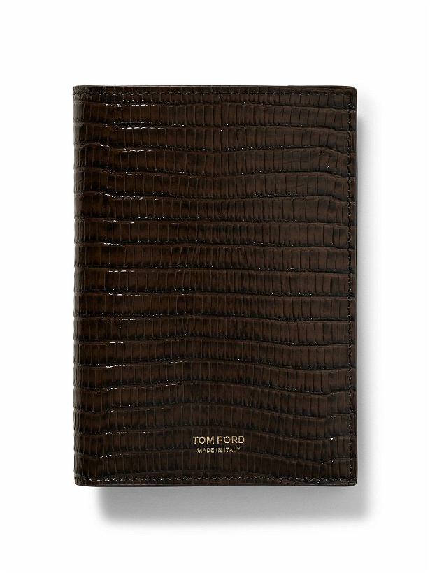 Photo: TOM FORD - Lizard-Effect Glossed-Leather Passport Holder