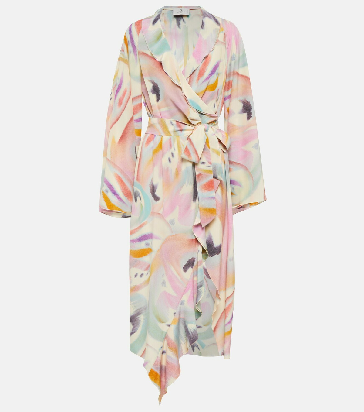 Etro - Printed asymmetric wrap midi dress Etro