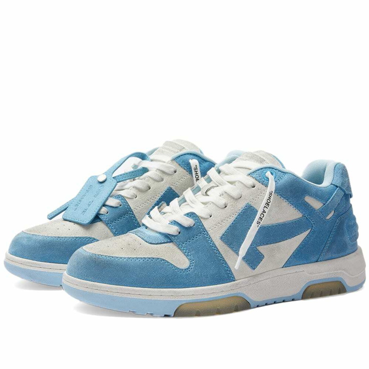 Photo: Off-White Men's Out Of Office Suede Sneakers in White/Light Blue