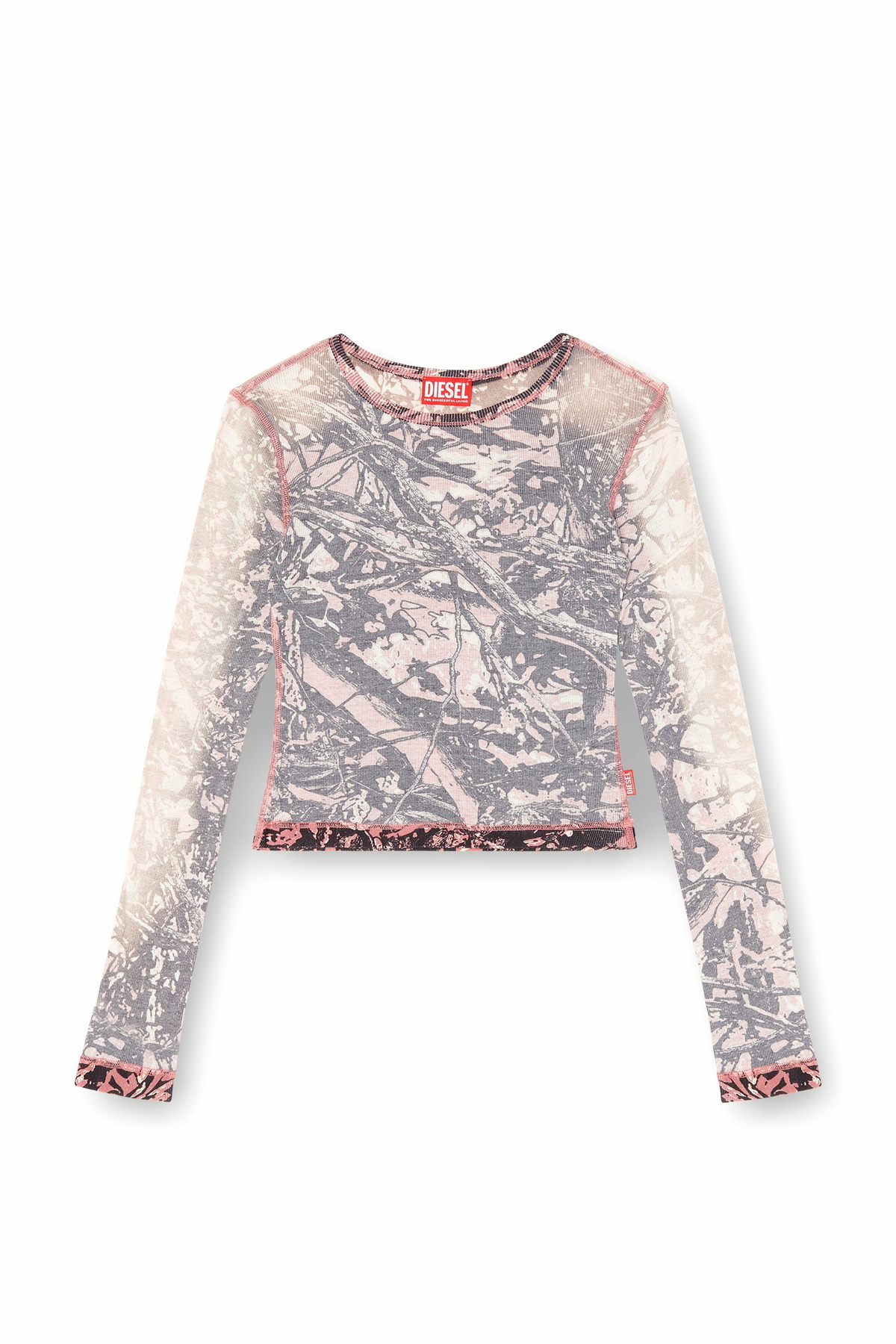 Diesel Long sleeved top with glitch camo print - T-Shirts Womens 