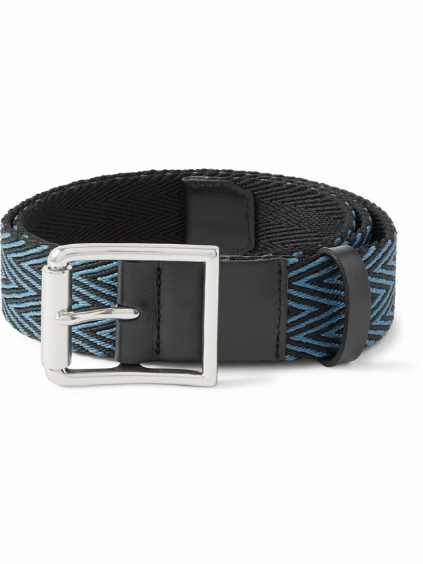 Photo: Paul Smith - 3.5cm Leather-Trimmed Woven Belt - Blue
