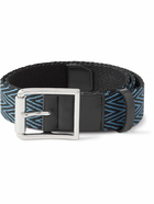 Paul Smith - 3.5cm Leather-Trimmed Woven Belt - Blue
