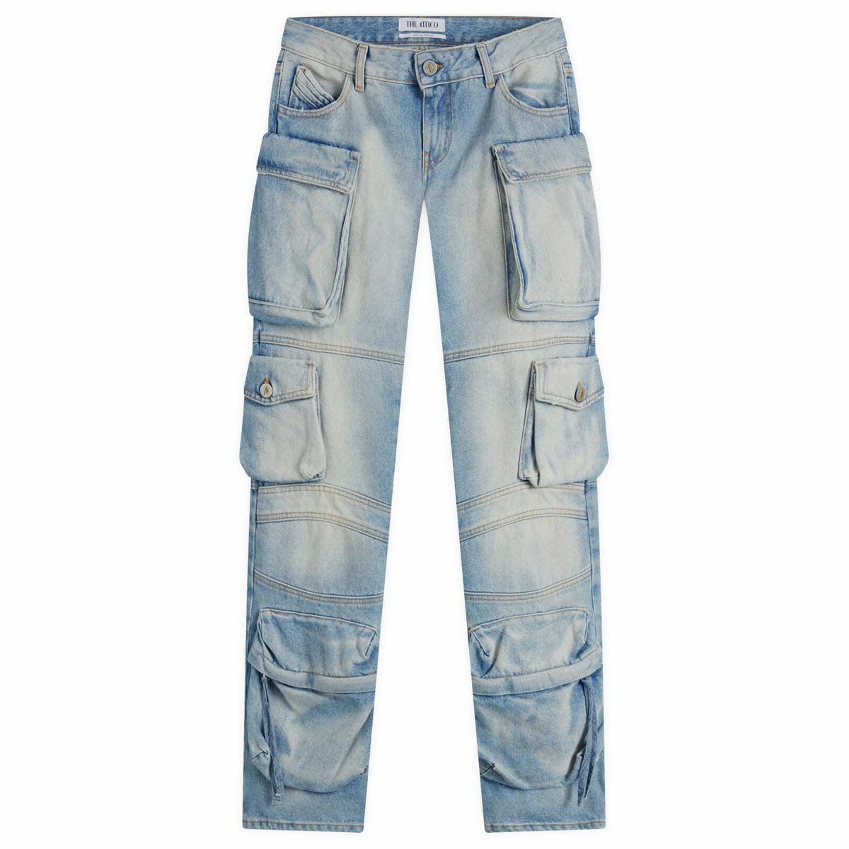 【関税込み】THE ATTICO 'Essie' jeans The Attico Women's Essie Long Denim Cargo Pants in Sky Blue