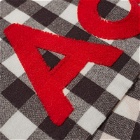 Acne Studios Men's Veda Logo Check Scarf in Carbon Grey/Red