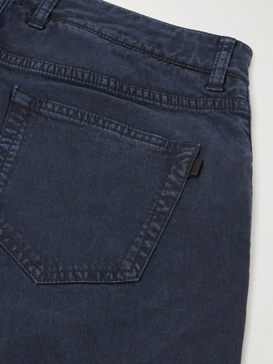 Purdey - Slim-Fit Straight-Leg Cotton-Blend Twill Trousers - Blue