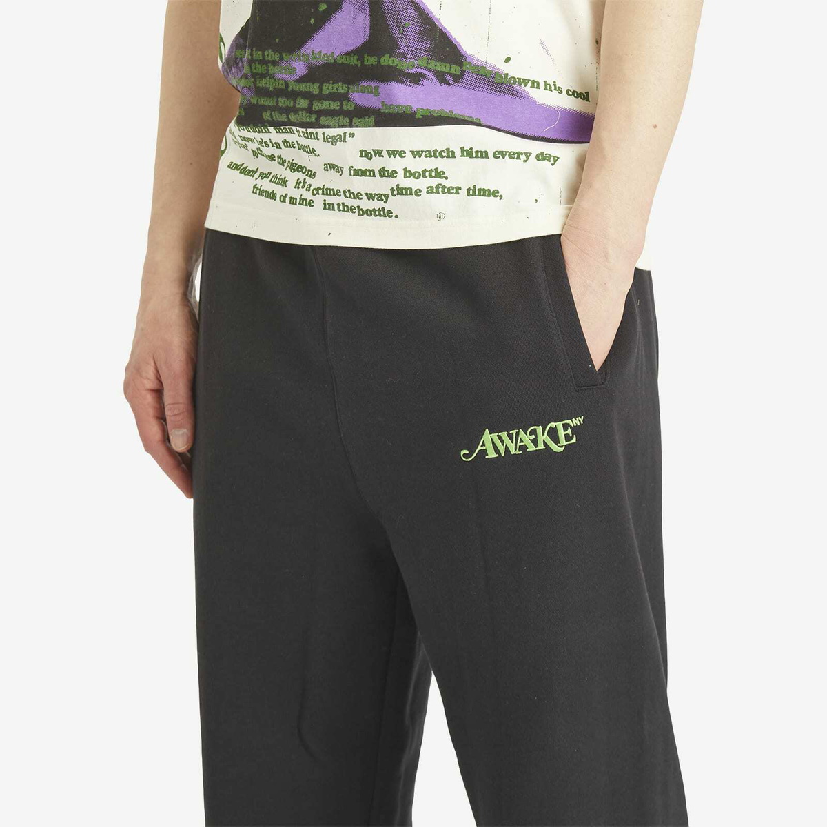 Awake NY Men's Classic Logo Sweat Pants in Black