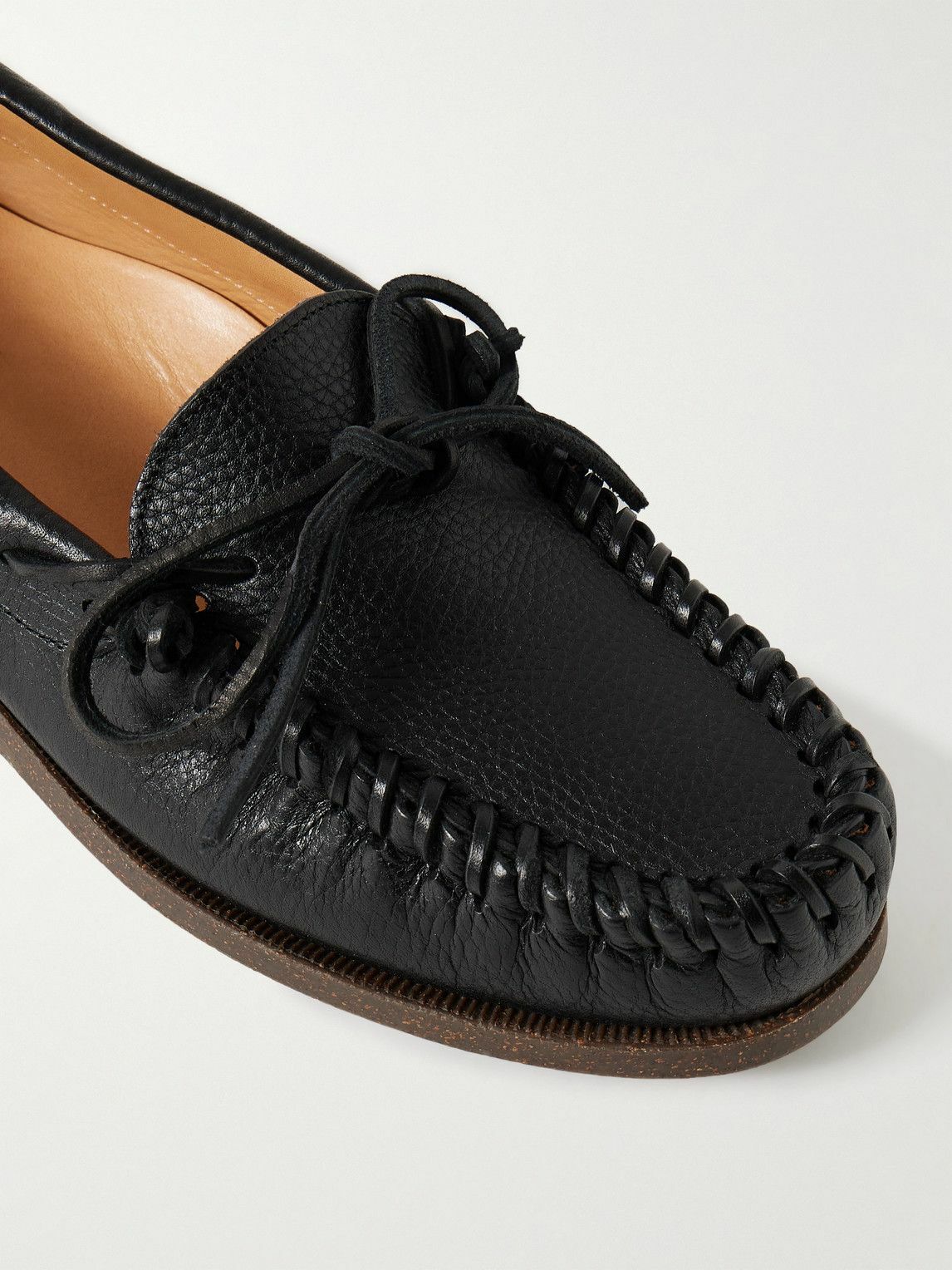 Yuketen - Scout Moccasin Pebble-Grain Leather Boat Shoes - Black