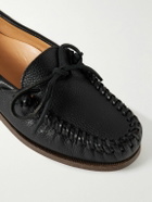Yuketen - Scout Moccasin Pebble-Grain Leather Boat Shoes - Black
