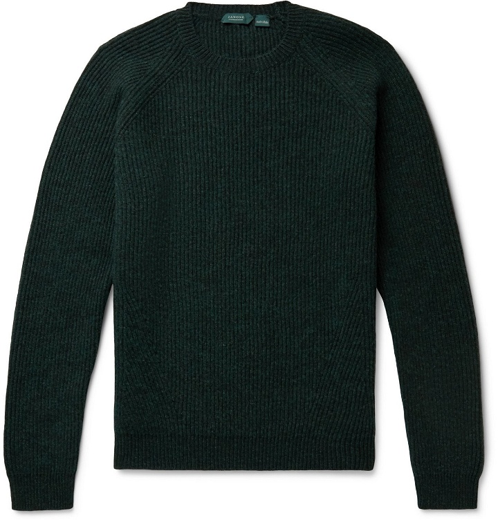 Photo: Incotex - Ribbed Virgin Wool Sweater - Green