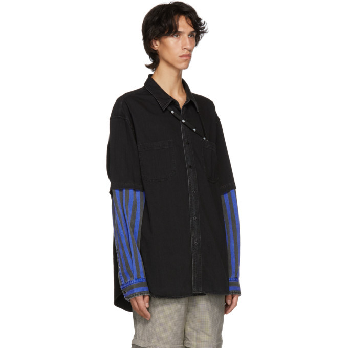 Balenciaga Black and Blue Combo Fabric shirt Balenciaga display picture 3