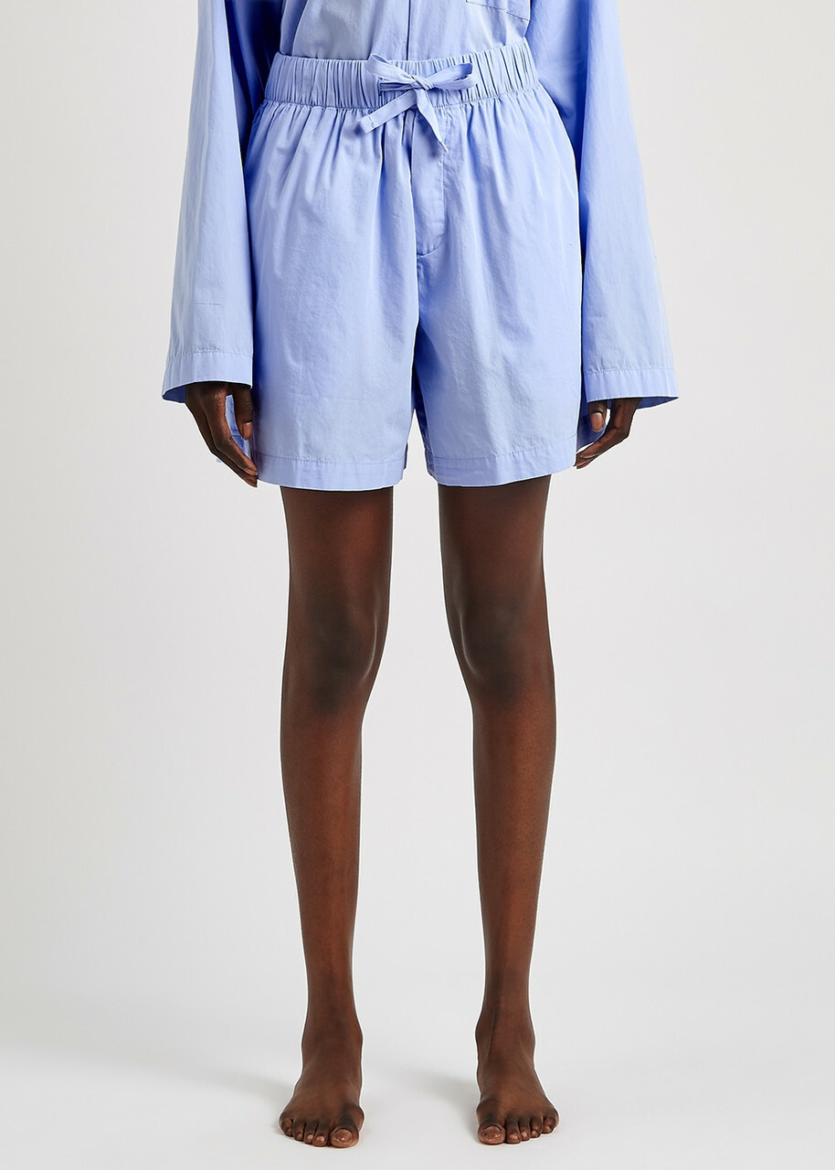 Tekla Unisex Poplin Pyjama Shorts Light Blue