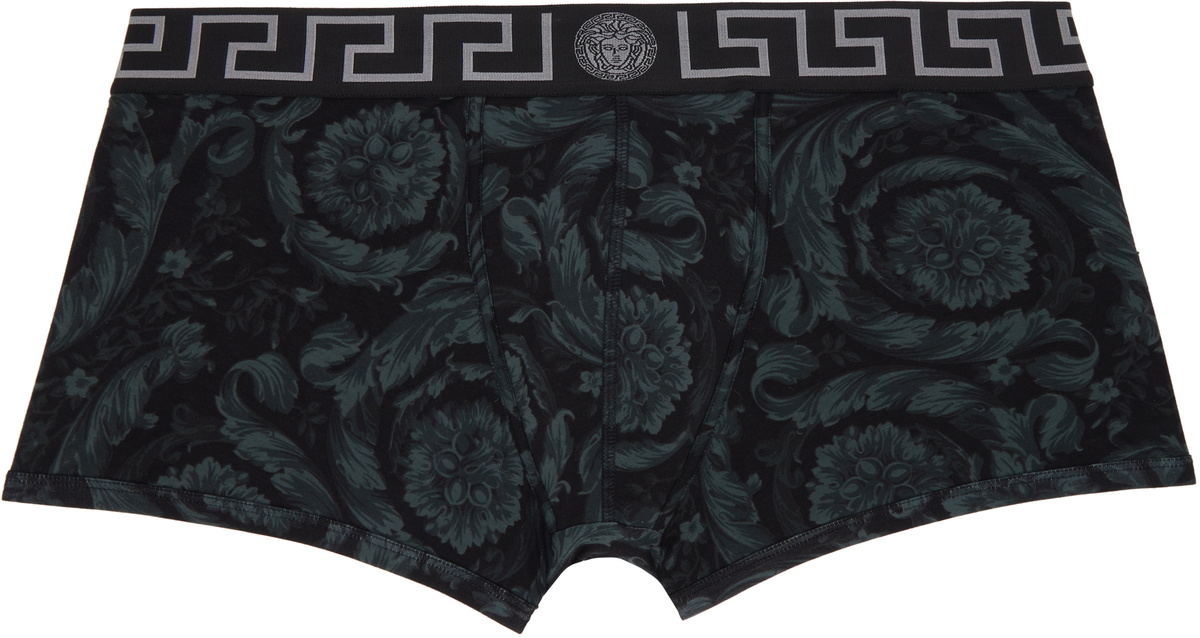 Versace Black & Gray Barocco Boxer Briefs Versace
