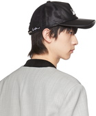 We11done Black Leather & Mesh Logo Wappen Cap