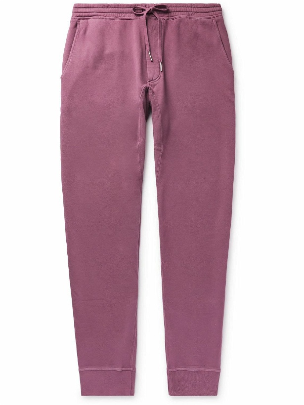 Photo: TOM FORD - Tapered Garment-Dyed Cotton-Jersey Sweatpants - Pink