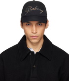 Burberry Black Check Cursive Logo Gabardine Baseball Cap