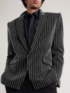 Balmain - Bead-Embellished Woven Blazer - Black