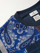 Etro - Felpa Patchwork Cotton-Blend Jersey Sweatshirt - Blue
