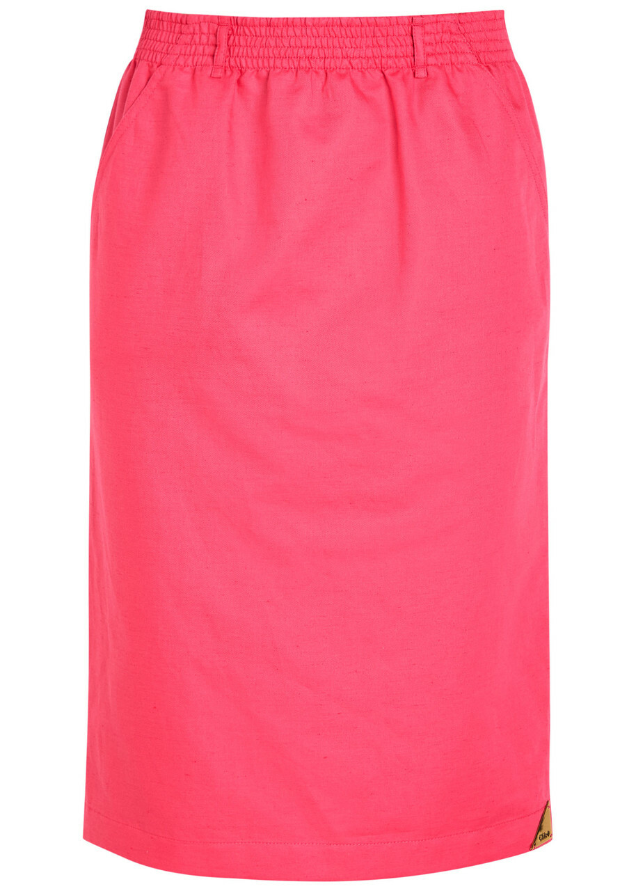 Chloe Gabardine Cotton and Linen-blend Skirt Pink