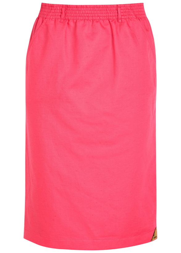 Photo: Chloe Gabardine Cotton and Linen-blend Skirt Pink
