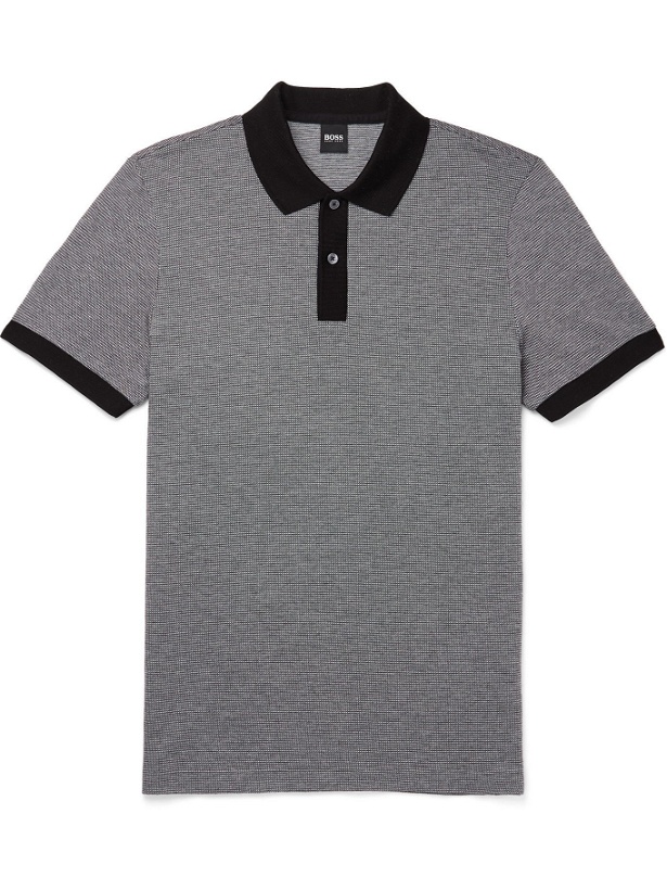 Photo: HUGO BOSS - Parlay Contrast-Tipped Cotton Polo Shirt - Black