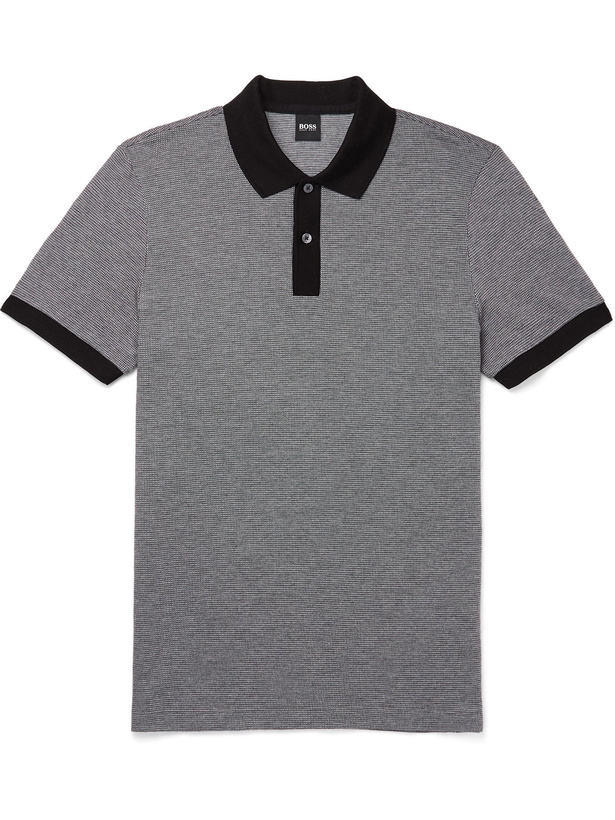 Photo: HUGO BOSS - Parlay Contrast-Tipped Cotton Polo Shirt - Black