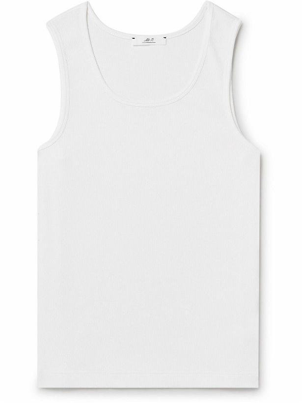 Photo: Mr P. - Ribbed Stretch-Cotton Jersey Tank Top - White