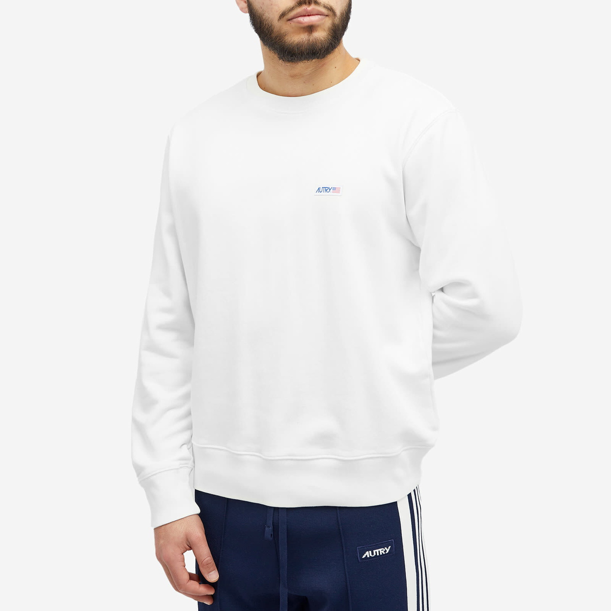 Autry Men's Flag Logo Crew Sweat in White