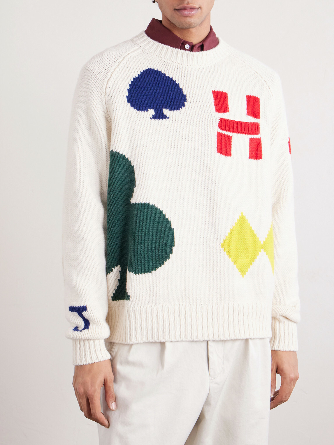 Human Made - Intarsia Wool-Blend Sweater - White