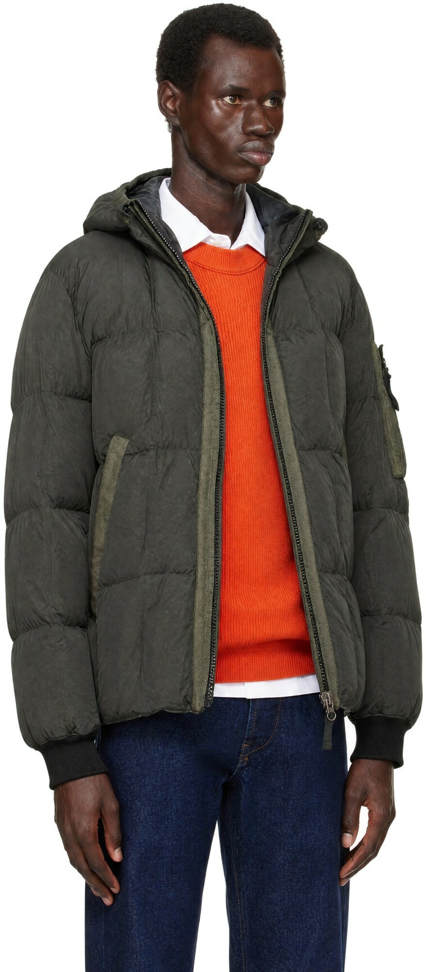 Stone Island Gray 4100034 Crinkle Reps NY Down Jacket