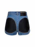MUGLER Cotton Denim Shorts