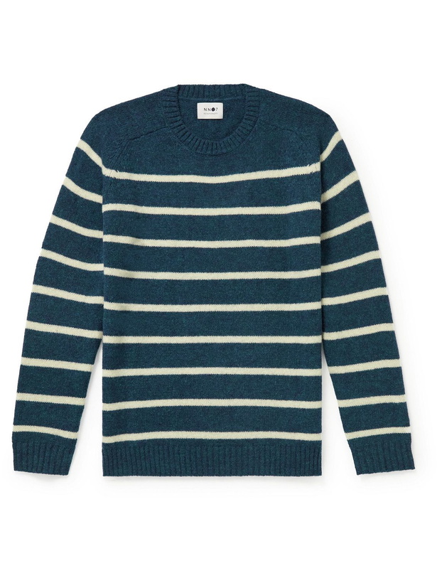 Photo: NN07 - Nathan Striped Wool Sweater - Blue