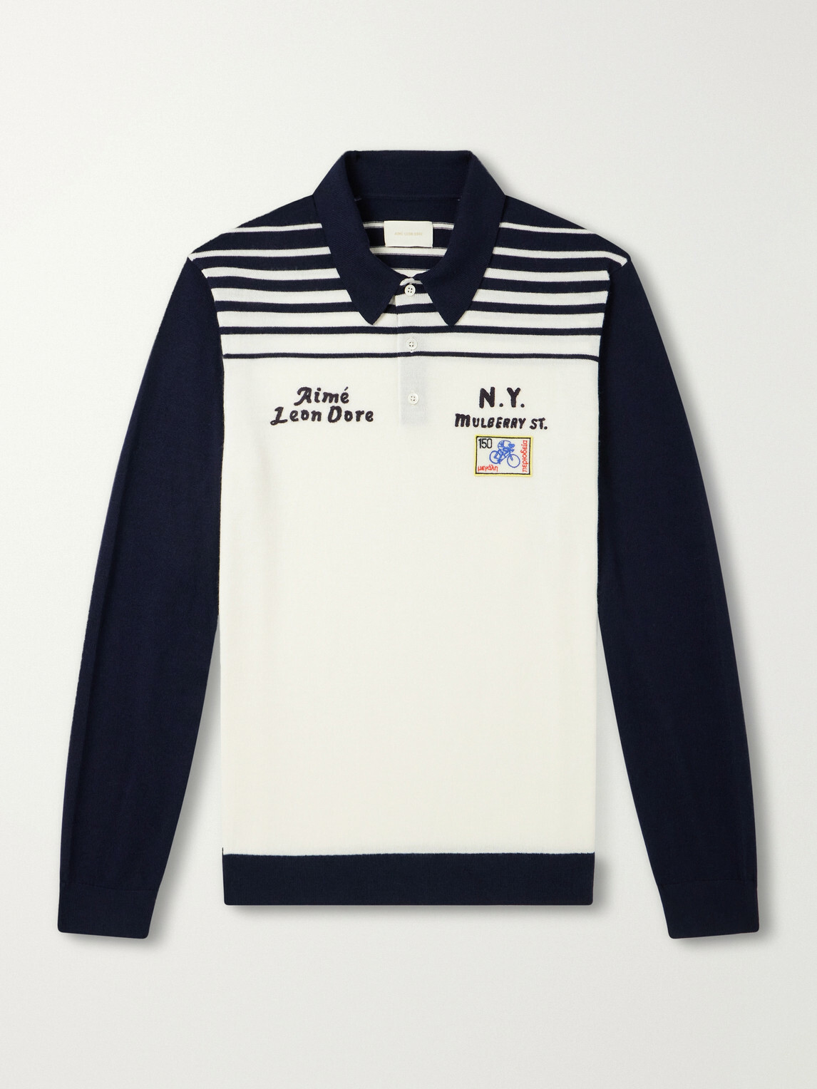 Aimé Leon Dore - Logo-Embroidered Merino Wool Polo Shirt - White