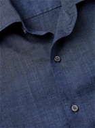 Loro Piana - André Camp-Collar Linen Shirt - Blue