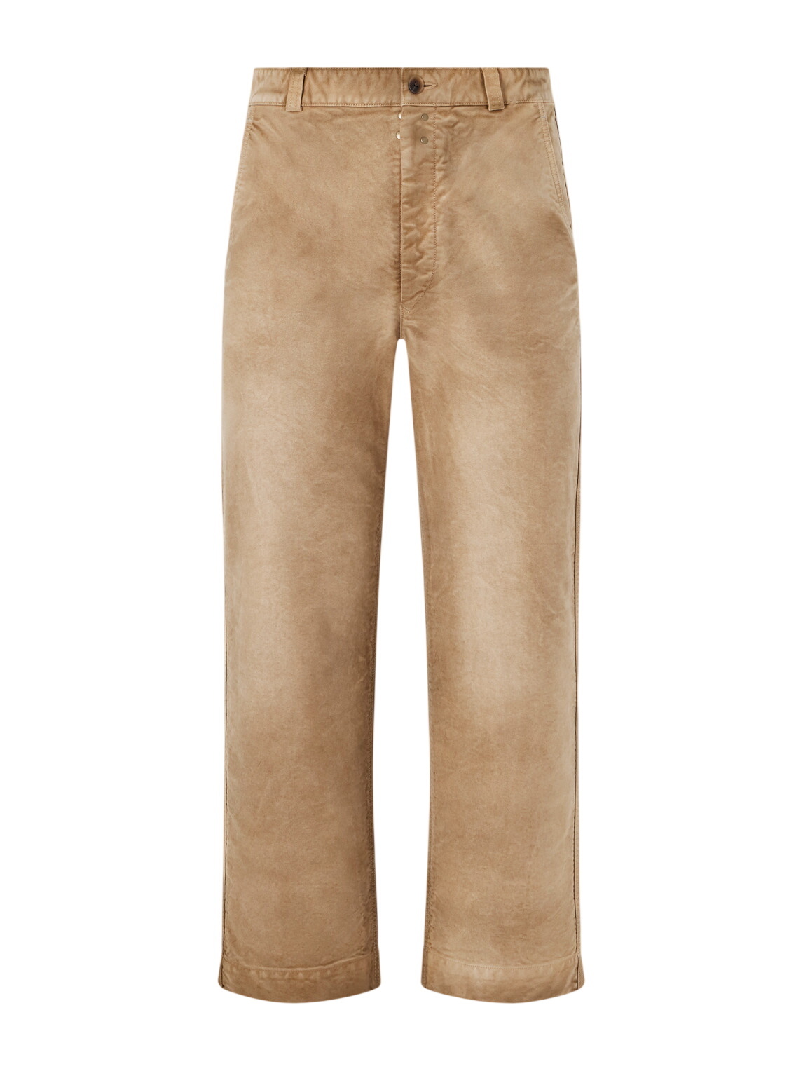 Auralee Men's Light Cotton Wool Viyella Slacks in Light Khaki Auralee