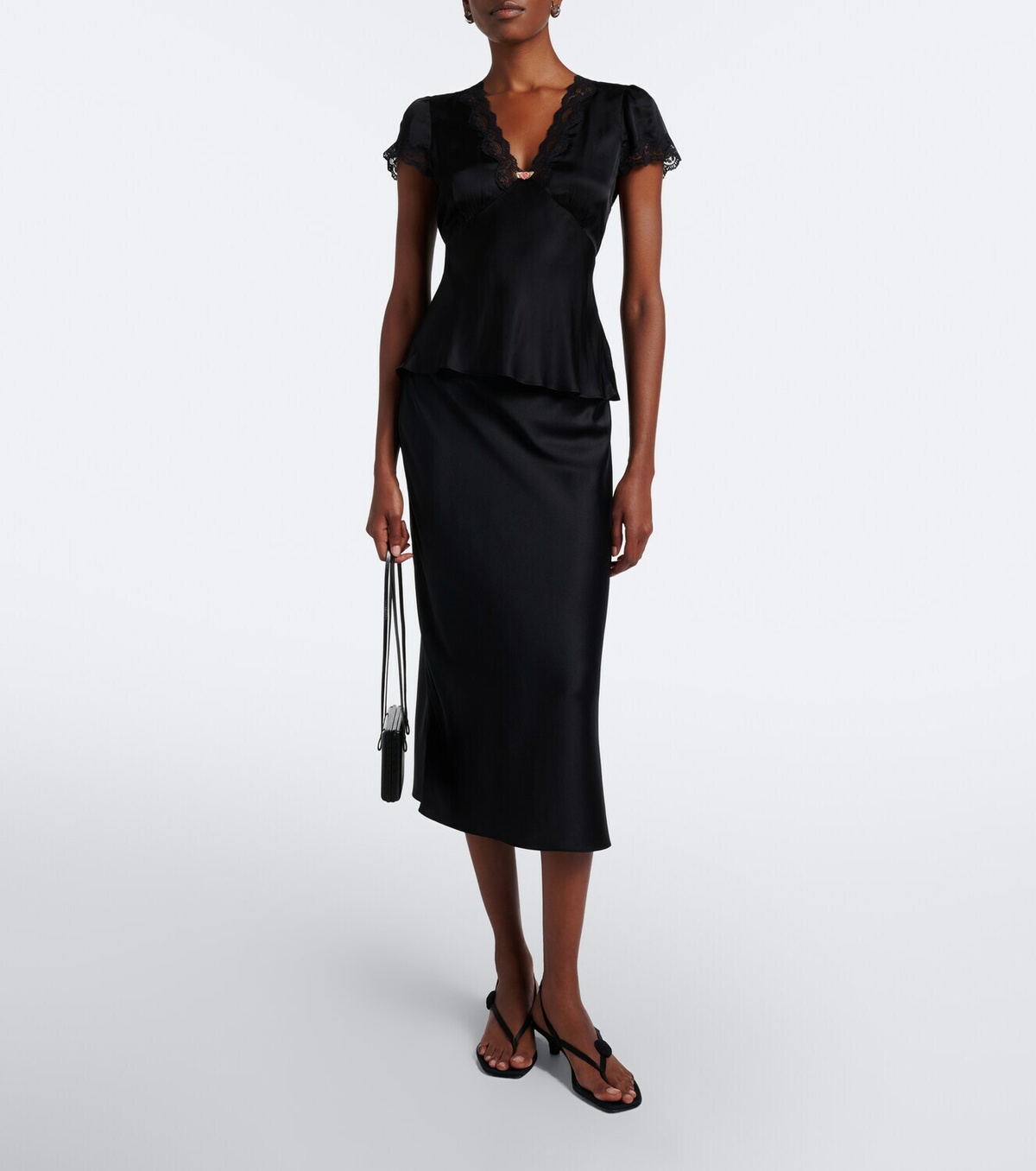 Rixo Karia lace-trimmed satin top