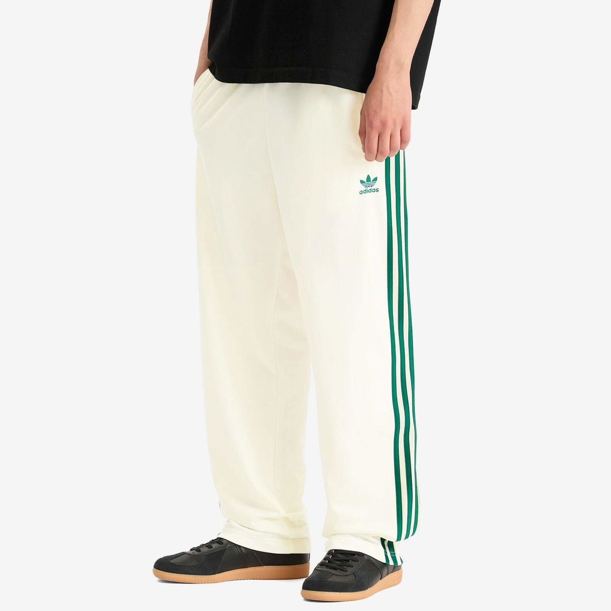 Adidas Men's Firebird Track Pant in Off White/Collegiate Green adidas