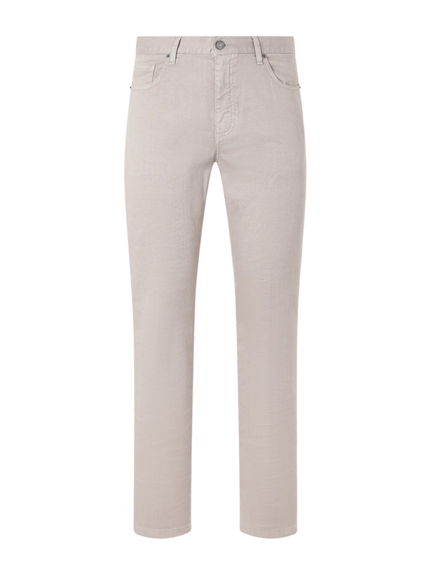 Photo: Zegna - Straight-Leg Linen and Cotton Jeans - Neutrals