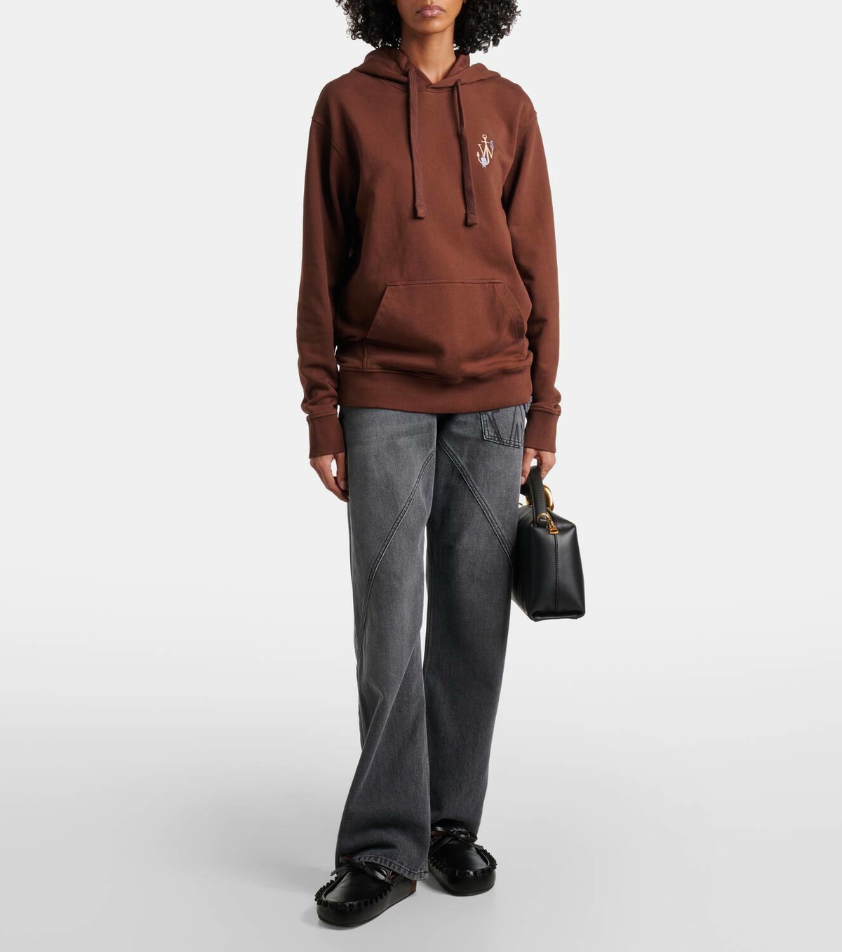 JW Anderson Printed embroidered cotton jersey hoodie