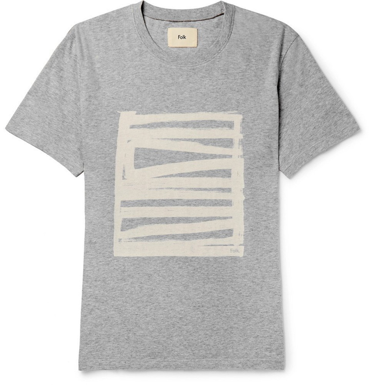 Photo: Folk - Printed Mélange Cotton-Jersey T-Shirt - Men - Gray