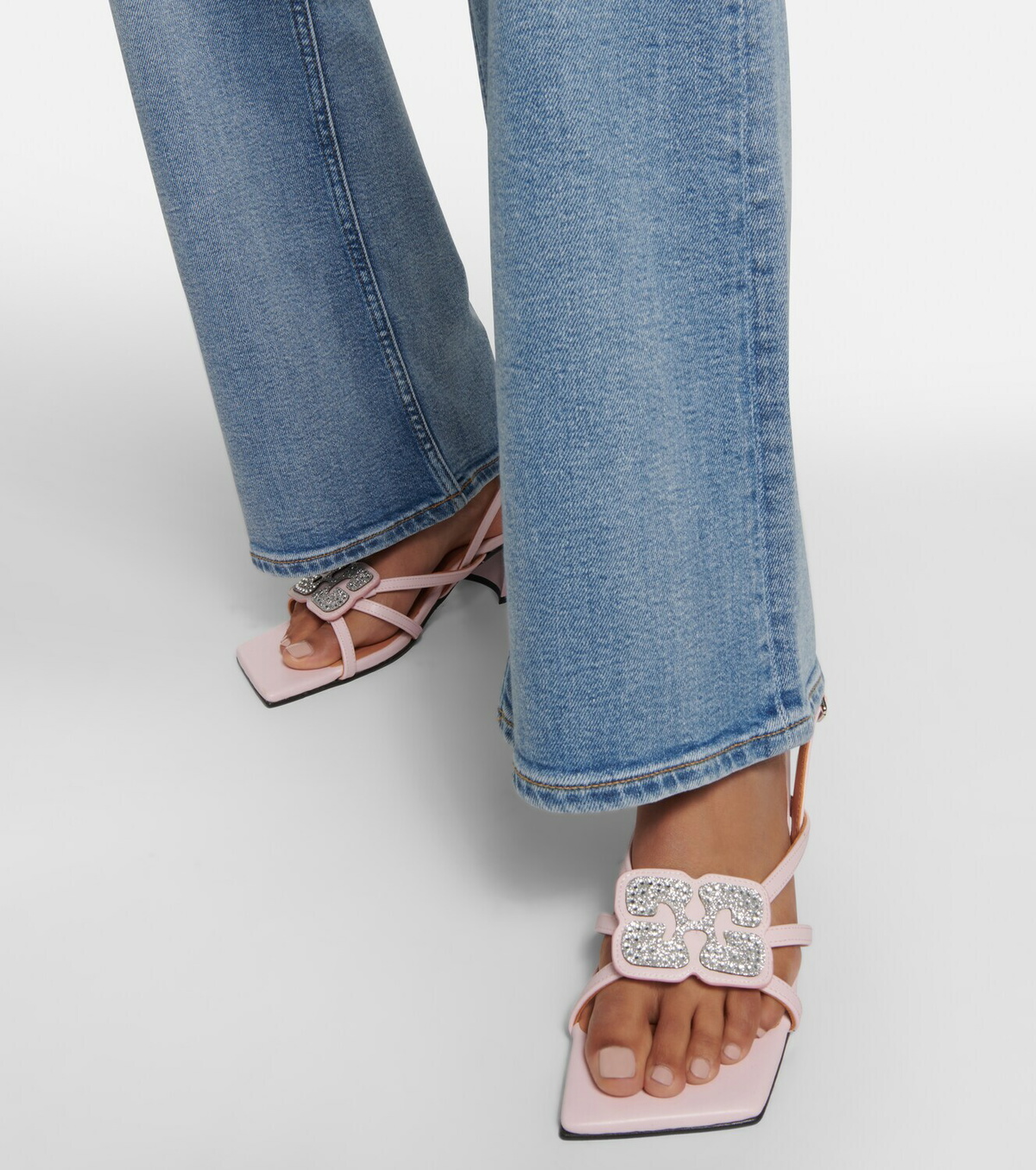 【関税&送料込】Ganni Sandalo Con Fibbia Ganni Embellished faux leather sandals GANNI