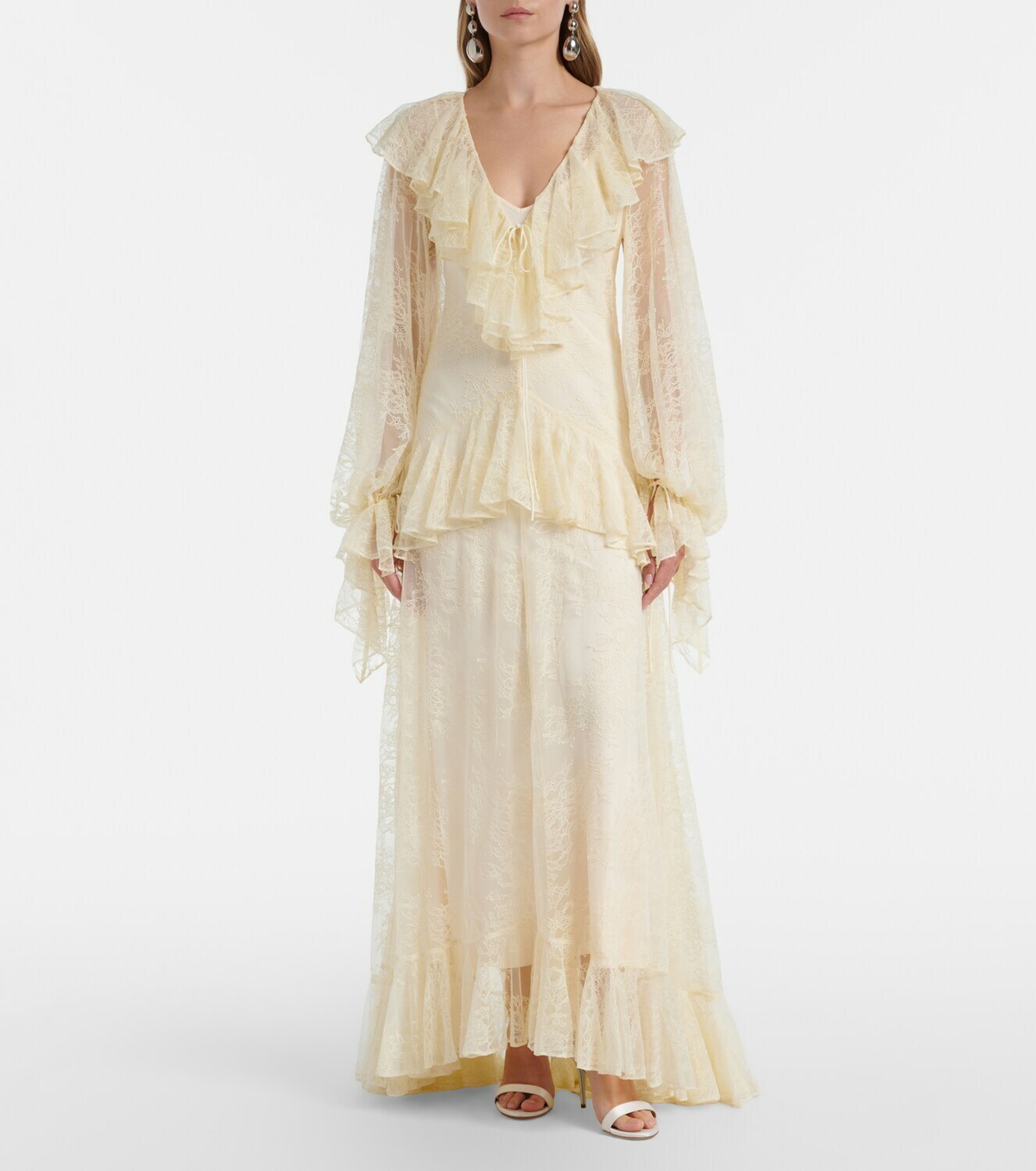 De La Vali Esen ruffled lace maxi dress